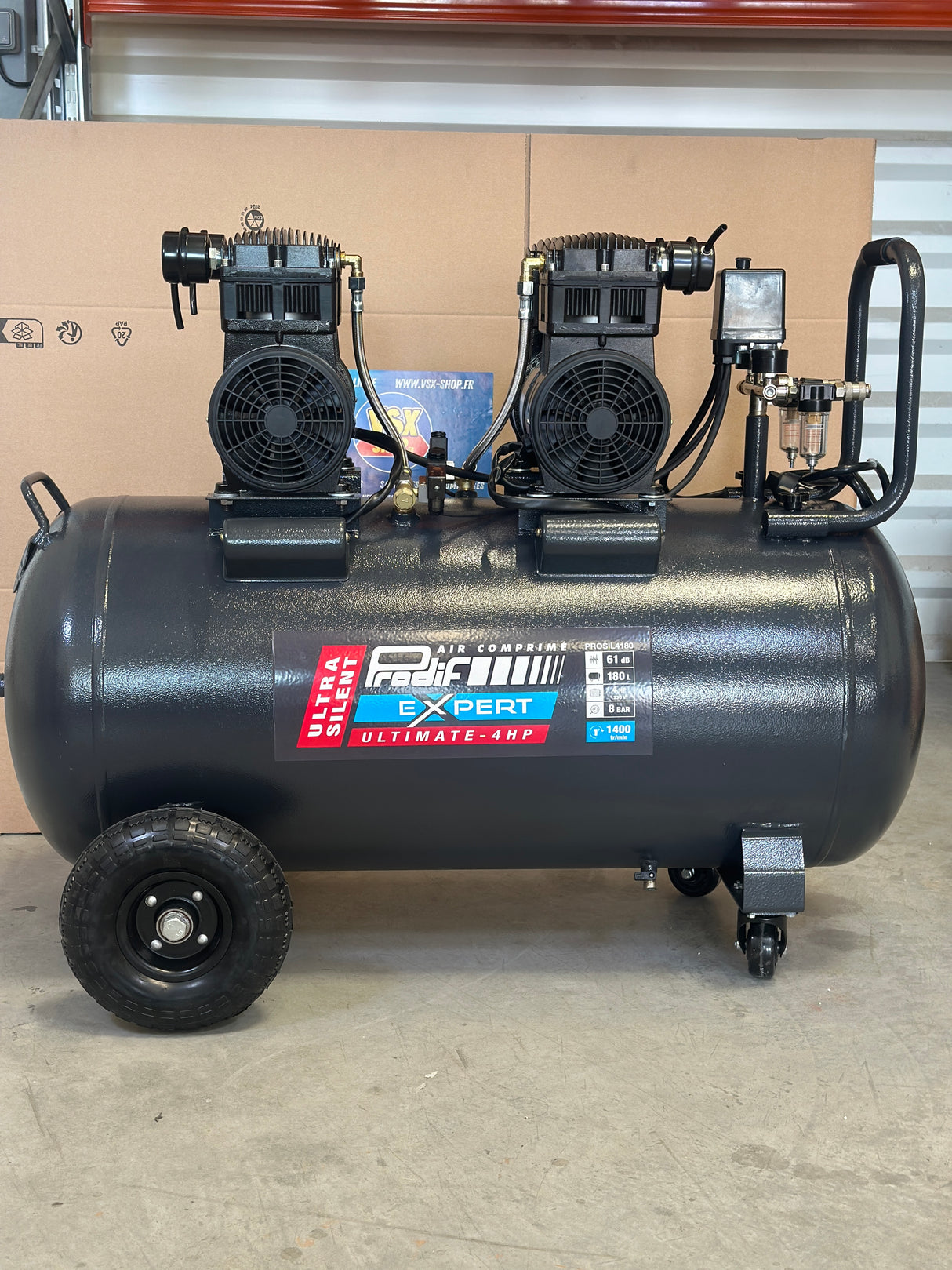 Compresseur silencieux PRODIF 180 litres 4 CV 8 bar - PROSIL4180