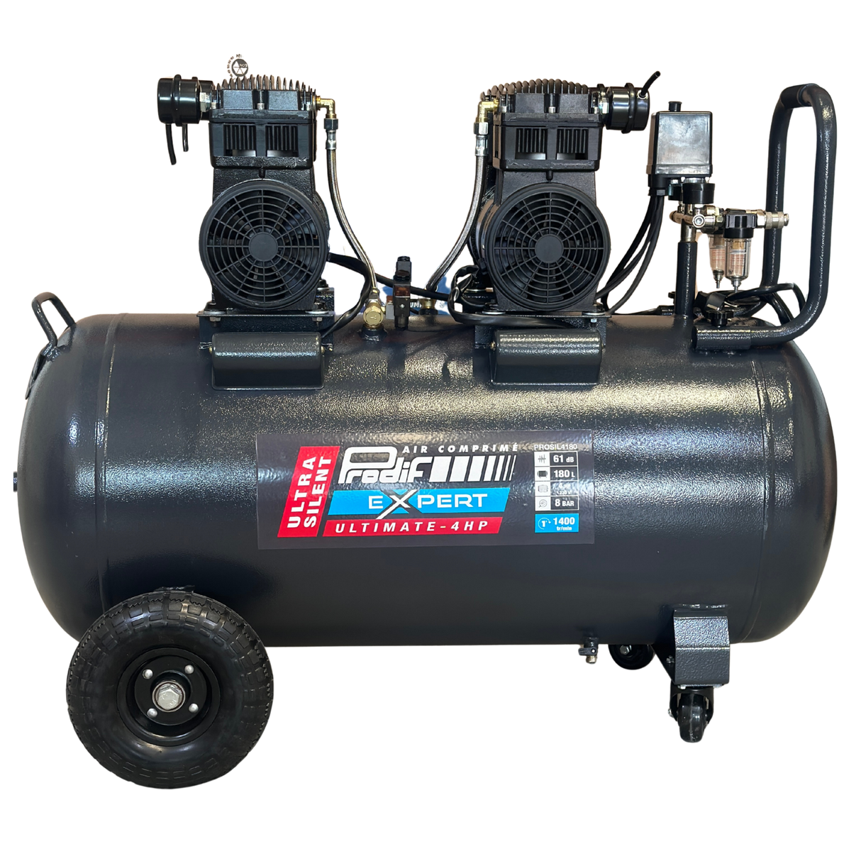 Compresseur silencieux PRODIF 180 litres 4 CV 8 bar - PROSIL4180