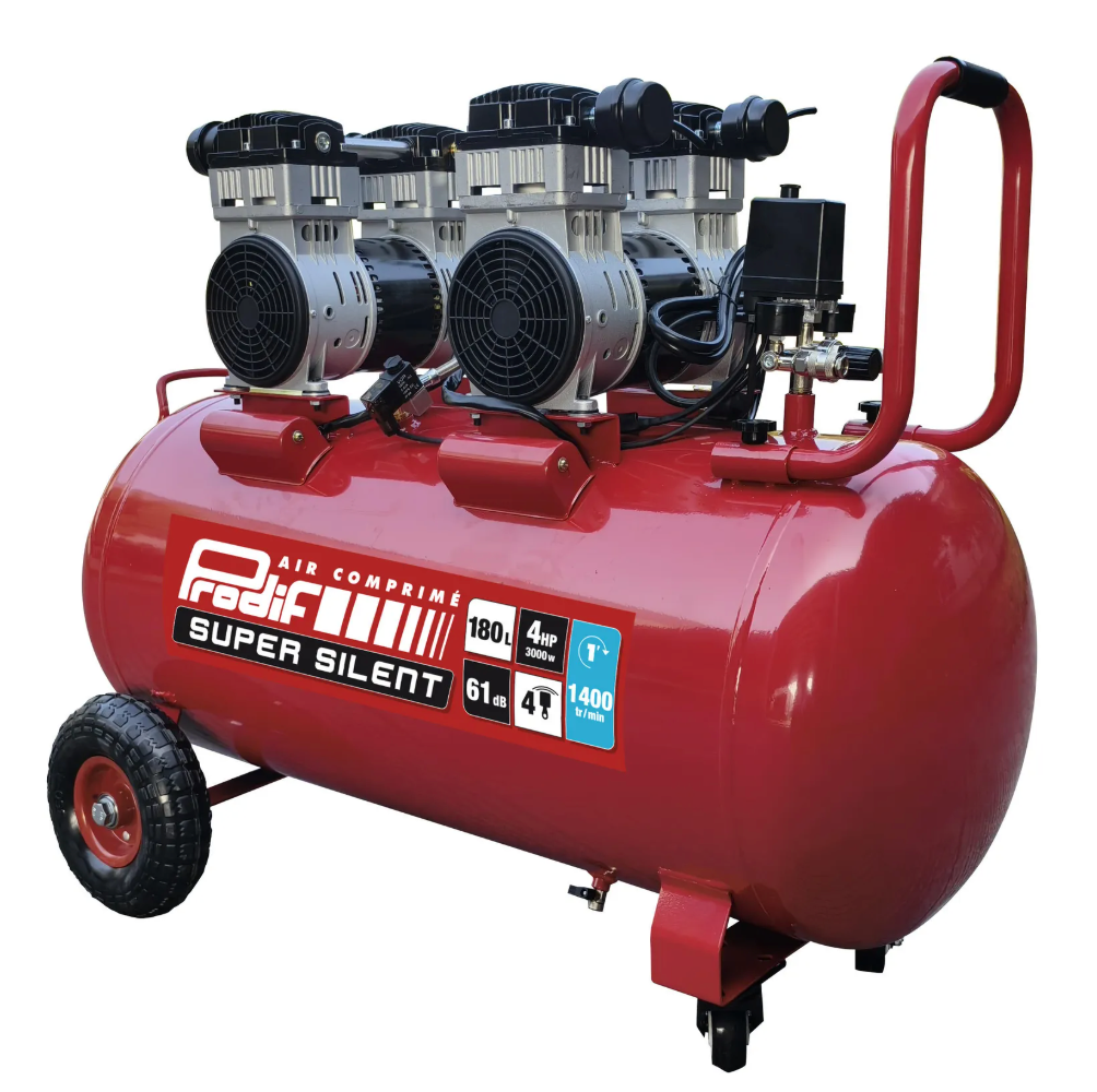 Compresseur silencieux PRODIF 180 litres 4 CV 8 bar - SIL1804